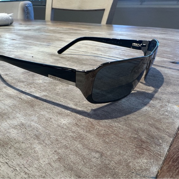 Prada Sleek Black Rectangular Sunglasses - Picture 4 of 5